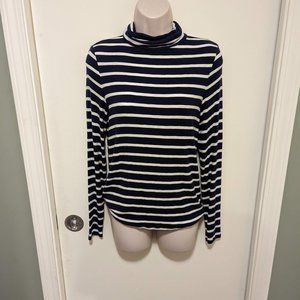 Women's Aerie American Eagle Soft Long Sleeve turtle neck top Blue Stripe Size M
